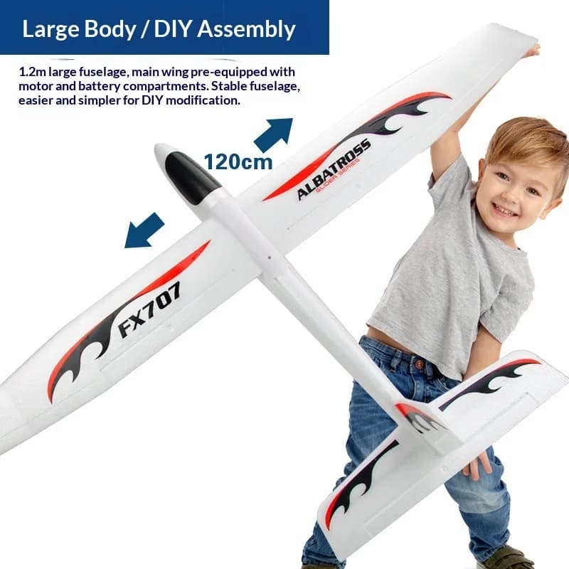 Fx707 Large Size Hand Throwing Glider Epp Foam Fixed Wing Impact Resistant Modifiable Outdoor Flying For Adult Hobby