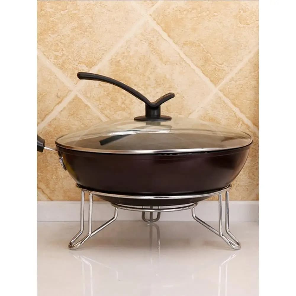Supporto per pentole in acciaio inossidabile, treppiede isolante termico multistrato da cucina, scaffale portaoggetti per pentole e utensili da cucina
