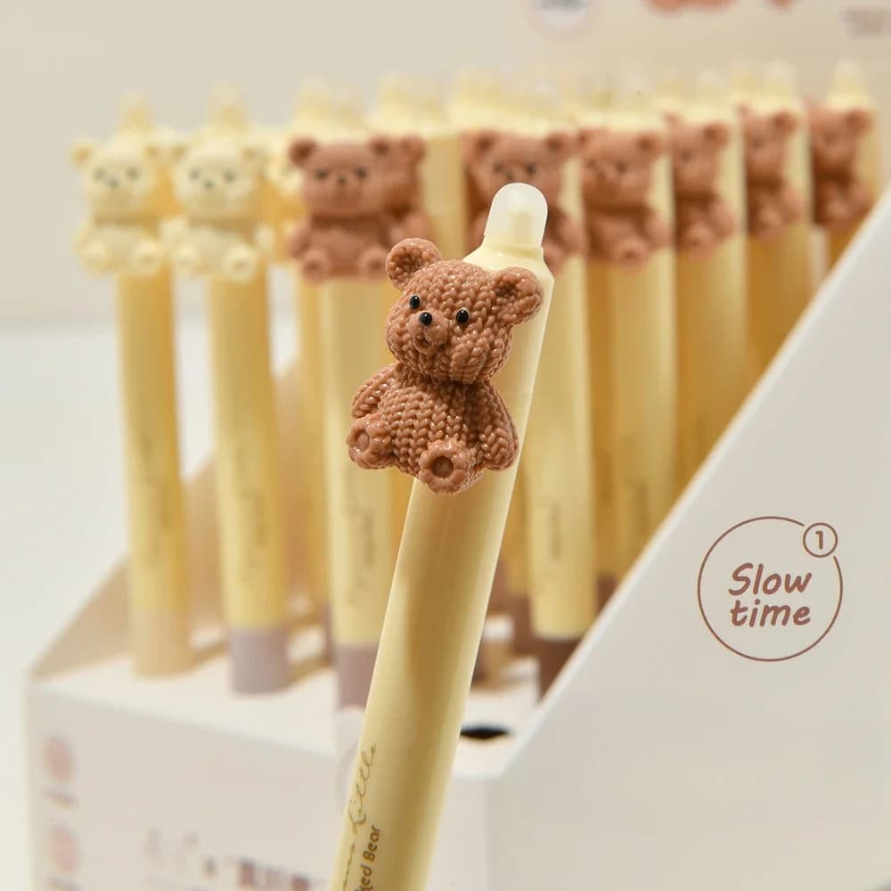 4 pz/set Cheese Bear Fare Clic Penna Gel Cancellabile Impugnatura Morbida Punto ST Scrittura Liscia per la Studio Note di Cristallo Blu Carino Cancelleria