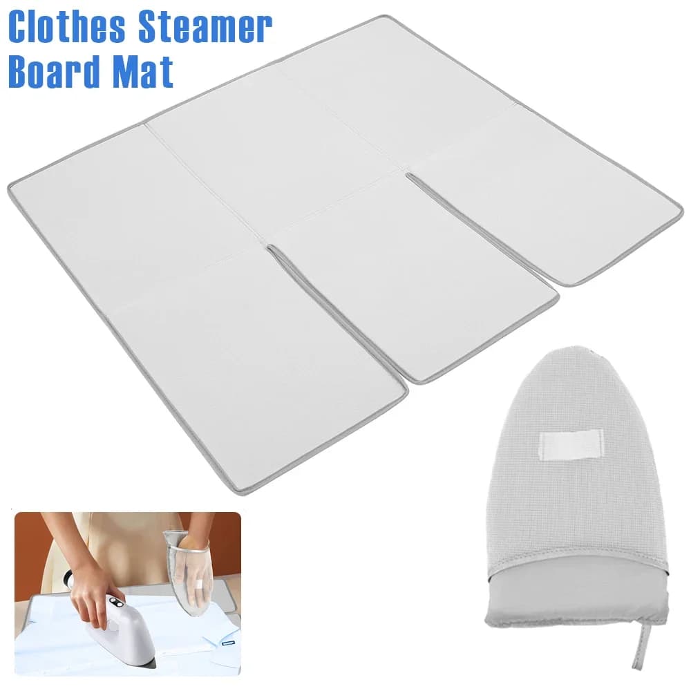 Tappetino Pieghevole per Stiratura a Vapore, Asse da Stiro Portatile con Guanti Termoresistenti, Pad Isolante per Stiratura a Vapore