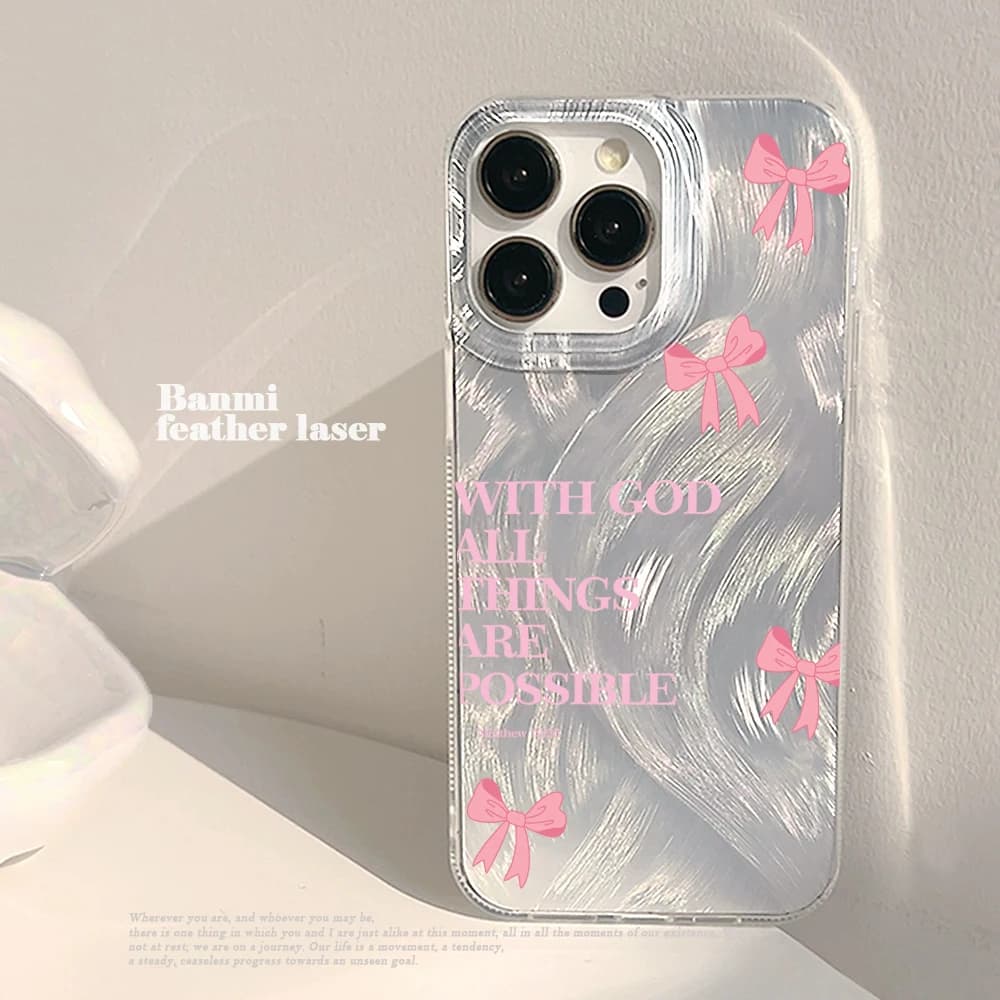 Bow Ribbon Silk texture Phone Case For iPhone 17 Pro Max 16 15 14 13 12 11 Pro Max 7 8 Plus XR XS 16E 17E Hard PC Matte Cover