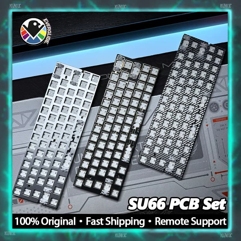 Everglide SU66 Wired PCB Kit Gaming Keyboard Stabilizers Sound Dampening Foam 600MHz 0.001mm RT Plate Components No Case