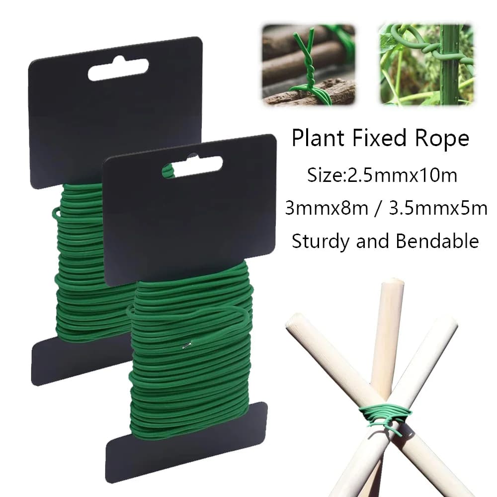 Fascetta di supporto per piante riutilizzabile da 5/8/10 m, rivestimento in gomma di filo d'acciaio, robusti forniture da giardino flessibili, per steli di fiori da giardinaggio