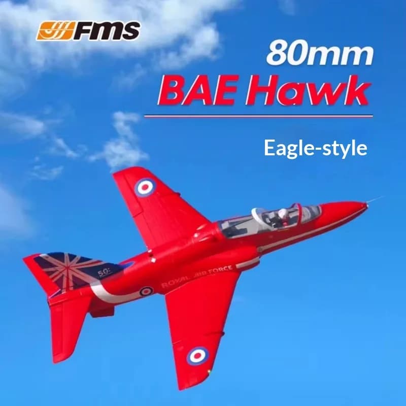 Aereo RC FMS Rosso con Ventola Intubata da 80mm, Grande Modello Elettrico Assemblato a Controllo Remoto, Simulazione Aereo ad Ala Fissa RAF
