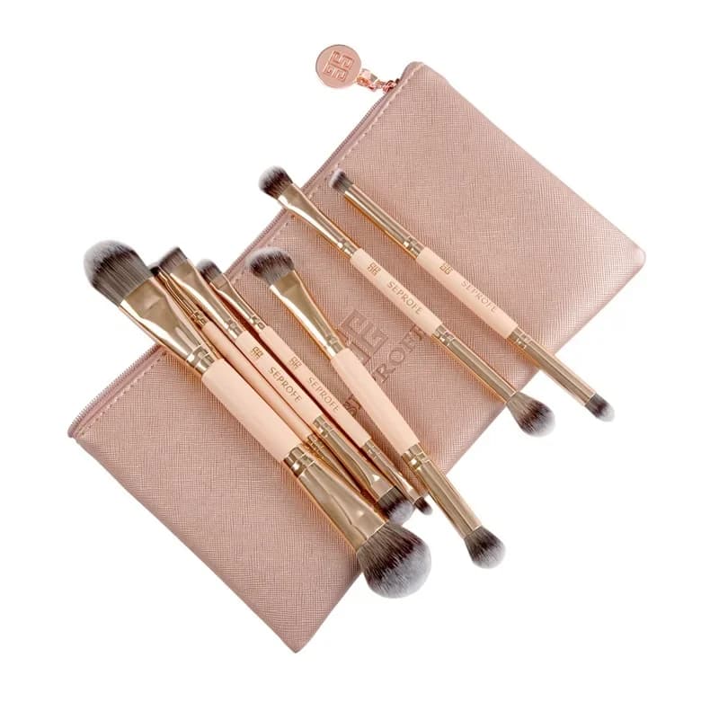 7 pcs/neck brush for makeup tube double head eyeliner shadow brushes for foundation with zipper bag