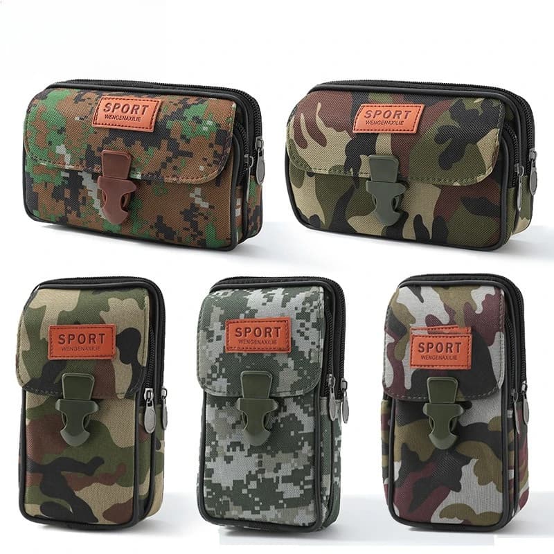 Men's Waist Bag, Multi-functional Sports Waist Bag, Cellphone Waist, Mimetic, Wear Resistant Canvas Clasp