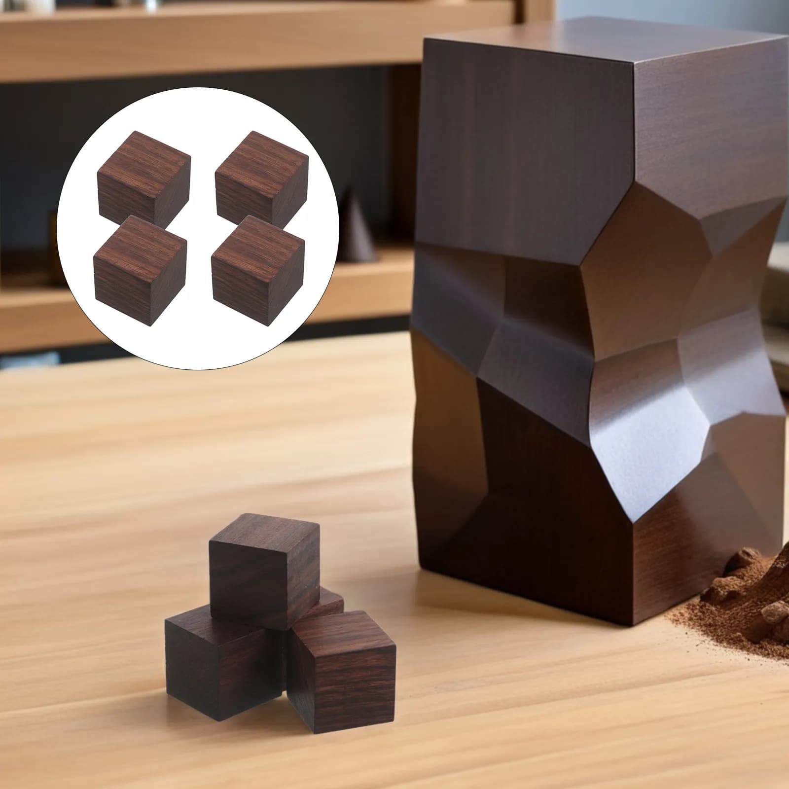 Set di 4 Blocchi di Legno in Tiglio, Cubi di Legno Grezzo da 3 Cm per Progetti Fai-da-Te di Pittura, Intaglio e Artigianato