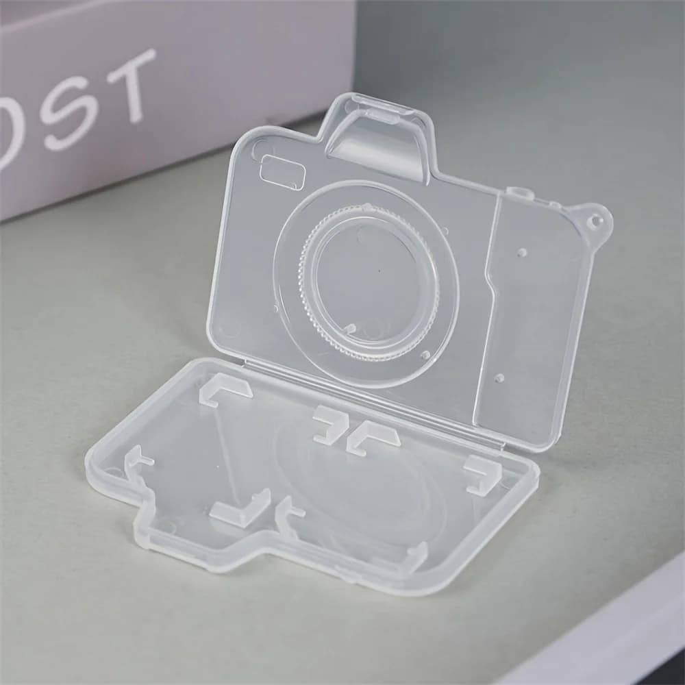 1/2pcs Camera-Shaped Compact SD Card Holder Organizer Storage Box, Portable Travel Electronic Accessories Card Case, Organizer