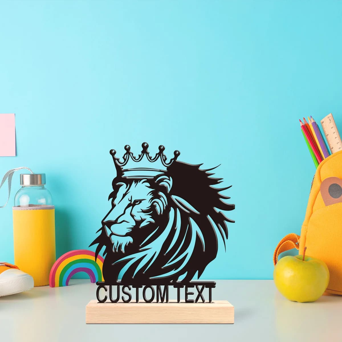 1pc Personalized Retro Iron Statue Decoration Custom Content With Wooden Base Office Decoration,Christmas and Housewarming Gifts