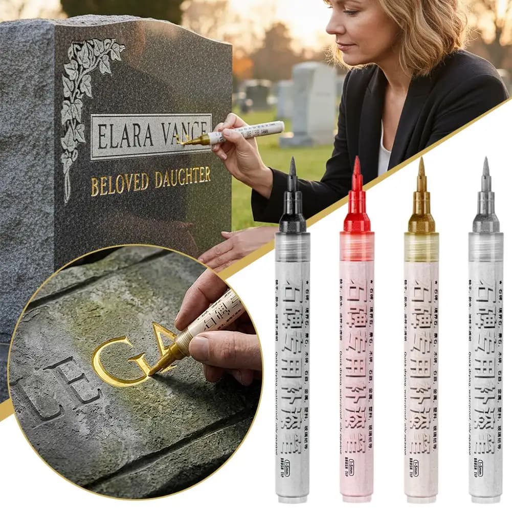 Waterproof Stone Inscription Paint Pen Permanent Oil Based Tombstone Marker Fade Resistant Outdoor Ceramic Rock Repair Pen
