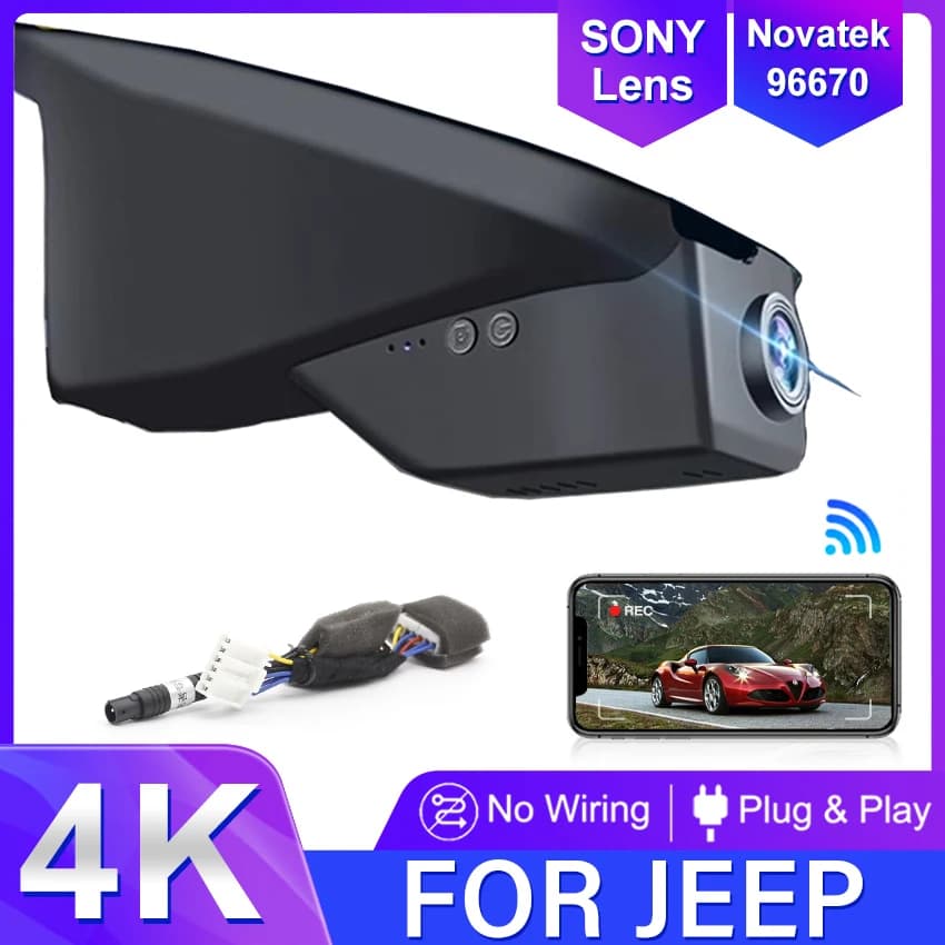 Dash Cam for Jeep Compass (2a Gen) 2018 2020 2021 2022 2023 2024 2025, DVR Camera for Cars with WIFI and APP Control, Dashcam