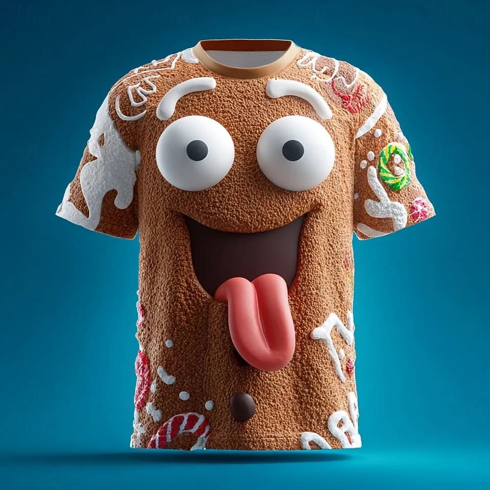 Christmas Gingerbread 3D Printed Men's Short Sleeve T shirt Crew Neck Tops Daily Vacation festival Party Street Men's Clothing