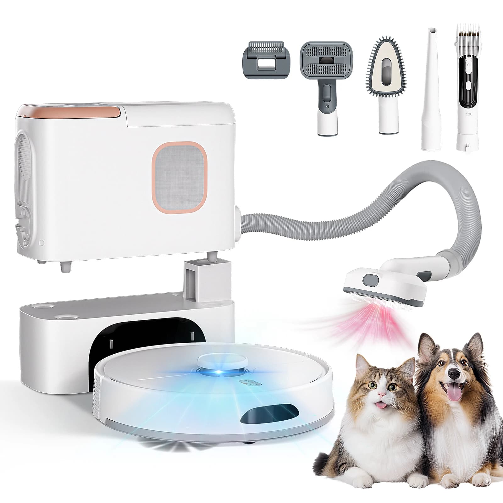 Aspirapolvere robot per toelettatura animali domestici 3 in 1 con app di navigazione LiDAR e robot Aspiradora con controllo vocale