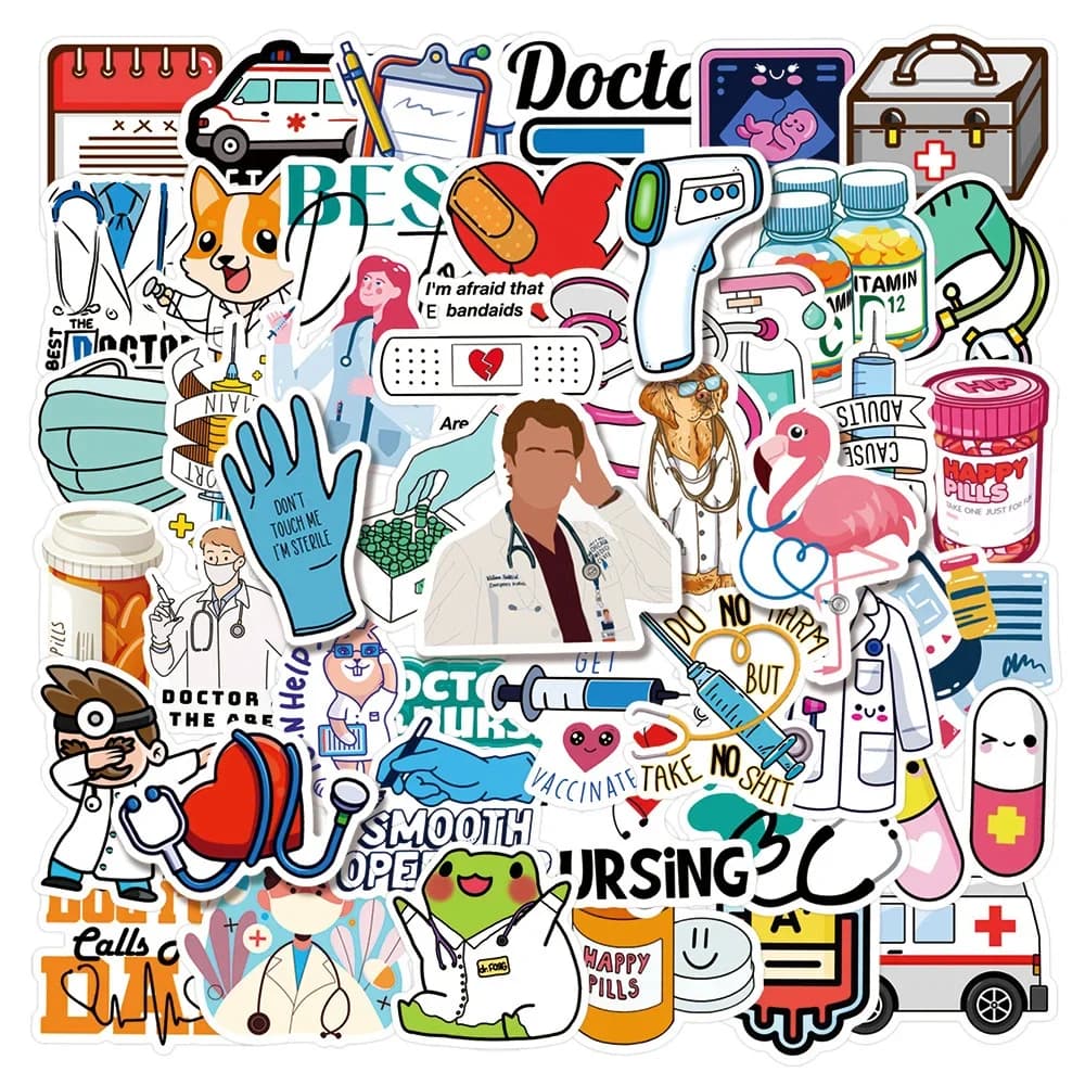 10/30/50PCS Cartoon Doctor Professional Creative Graffiti Sticker Bike Scooter Helmet Laptop Cup Notebook Computer Wholesale