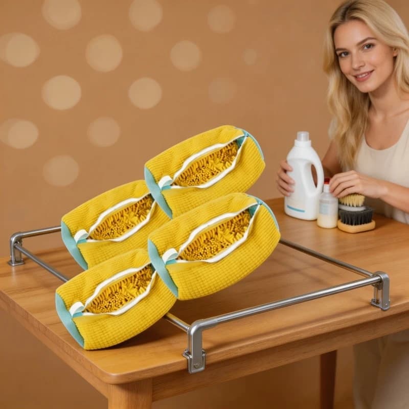 Set di 4 Sacche Resistenti per Lavaggio Scarpe in Lavatrice con Spazzola per Tutti i Tipi di Scarpe, Sneakers e Scarpe Casual