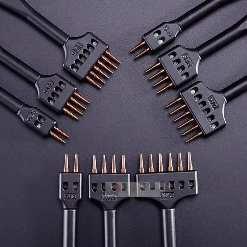 Leather Hole Punch Kit, All Steel Round Punch Heads with Even Spacing, DIY Hand Sewing Drilling Tool for Leather Goods