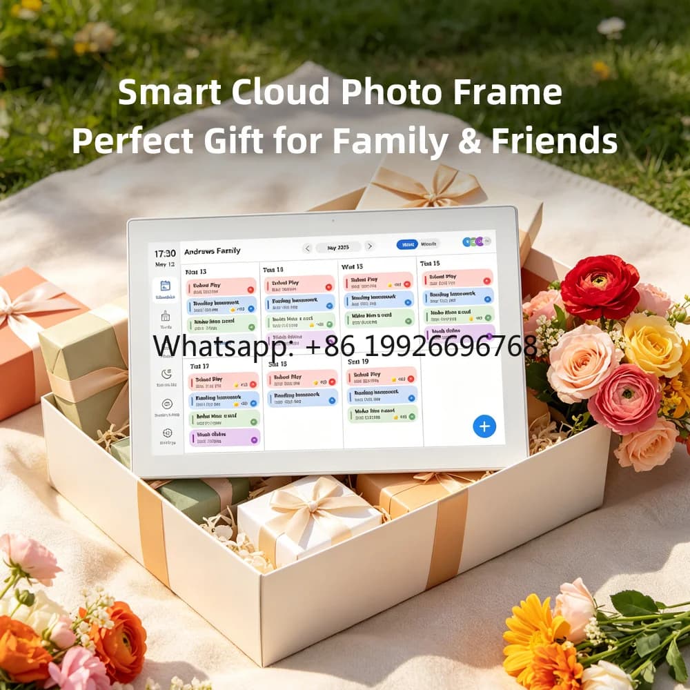 15 Inch WiFi Digital Photo Frame, Cloud Sync APP Remote Instant Photo Sharing Full HD Touch Screen Family Frame