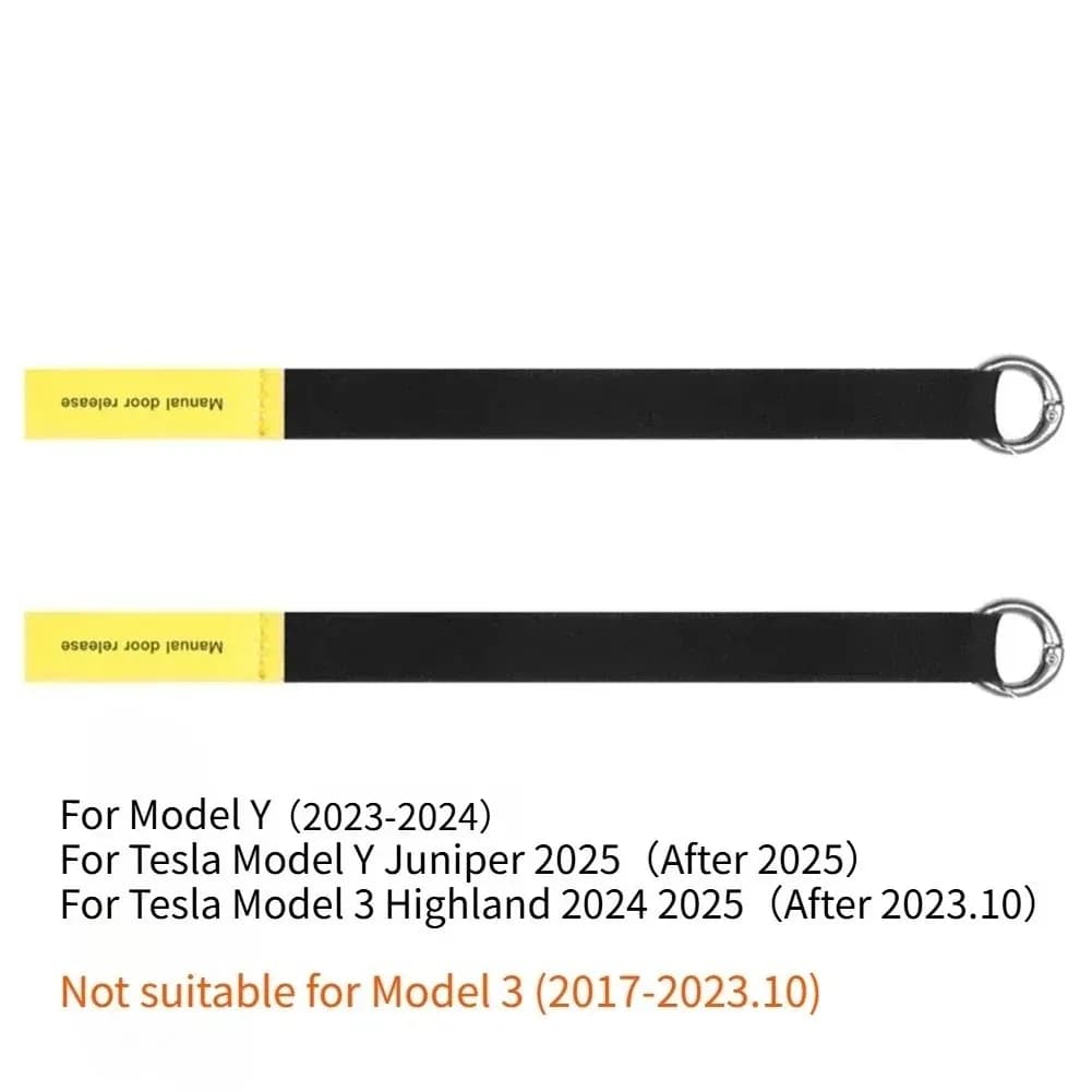 Corda di Sicurezza per Emergenze Porta Posteriore per Tesla Highland 2024 e Model Y 2021-2025, Maniglia di Emergenza, Accessorio Auto, 2 Pezzi
