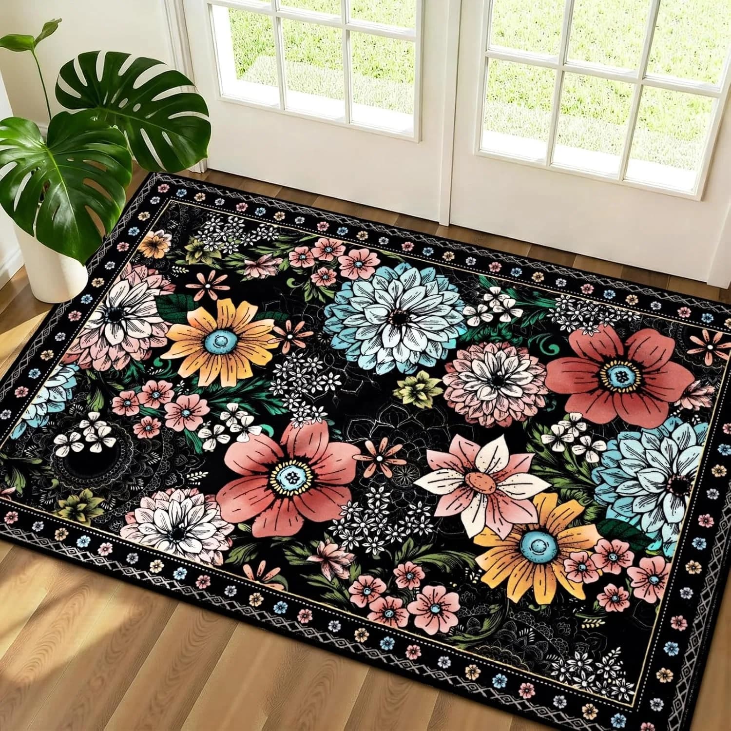 Tappetino da pavimento American Flower resistente allo sporco, tappetino per porta del bagno, tappetino per porta d'ingresso, decorazione per la casa, tappeti per la casa, tappeto da cucina