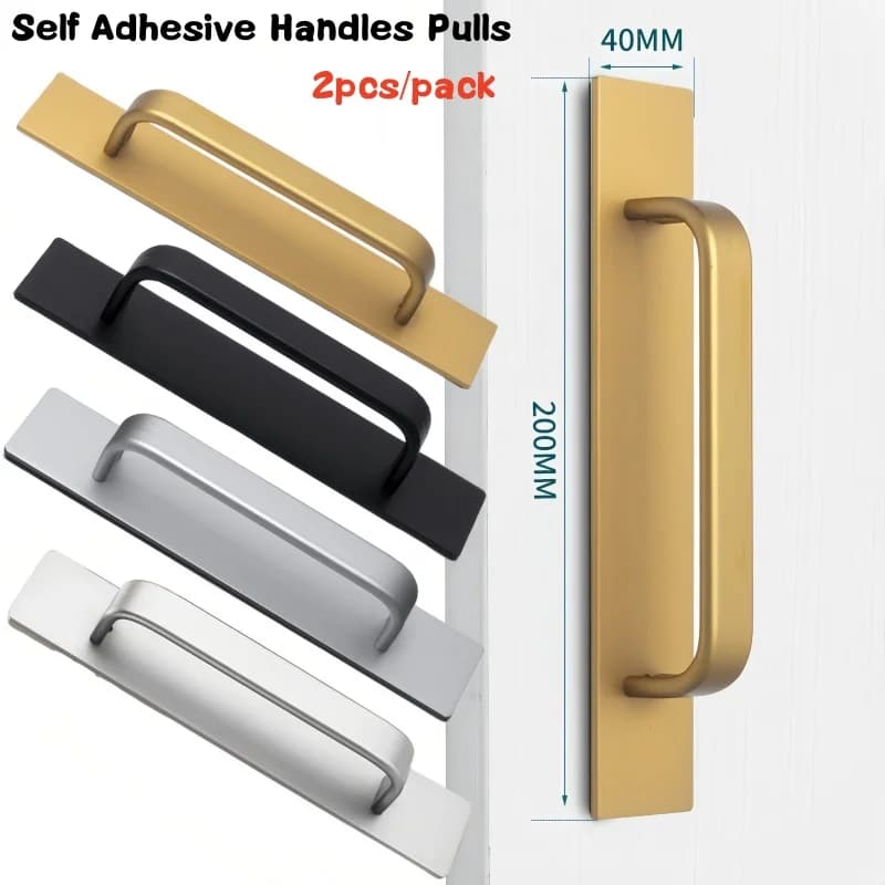 Maniglia per armadio autoadesiva da 2 pezzi Maniglie push pull per cassetti in lega di alluminio Aiutante senza bastoncino di perforazione sulla maniglia per armadio da cucina