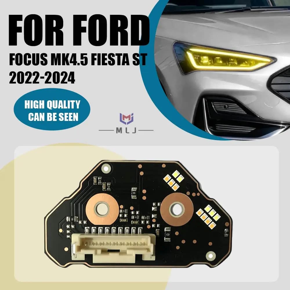 For Ford Focus MK4.5 Fiesta ST 2022-2024 Yellow Angel Eye DRL Board Daytime Running Light Headlight LED Control Unit Module Part