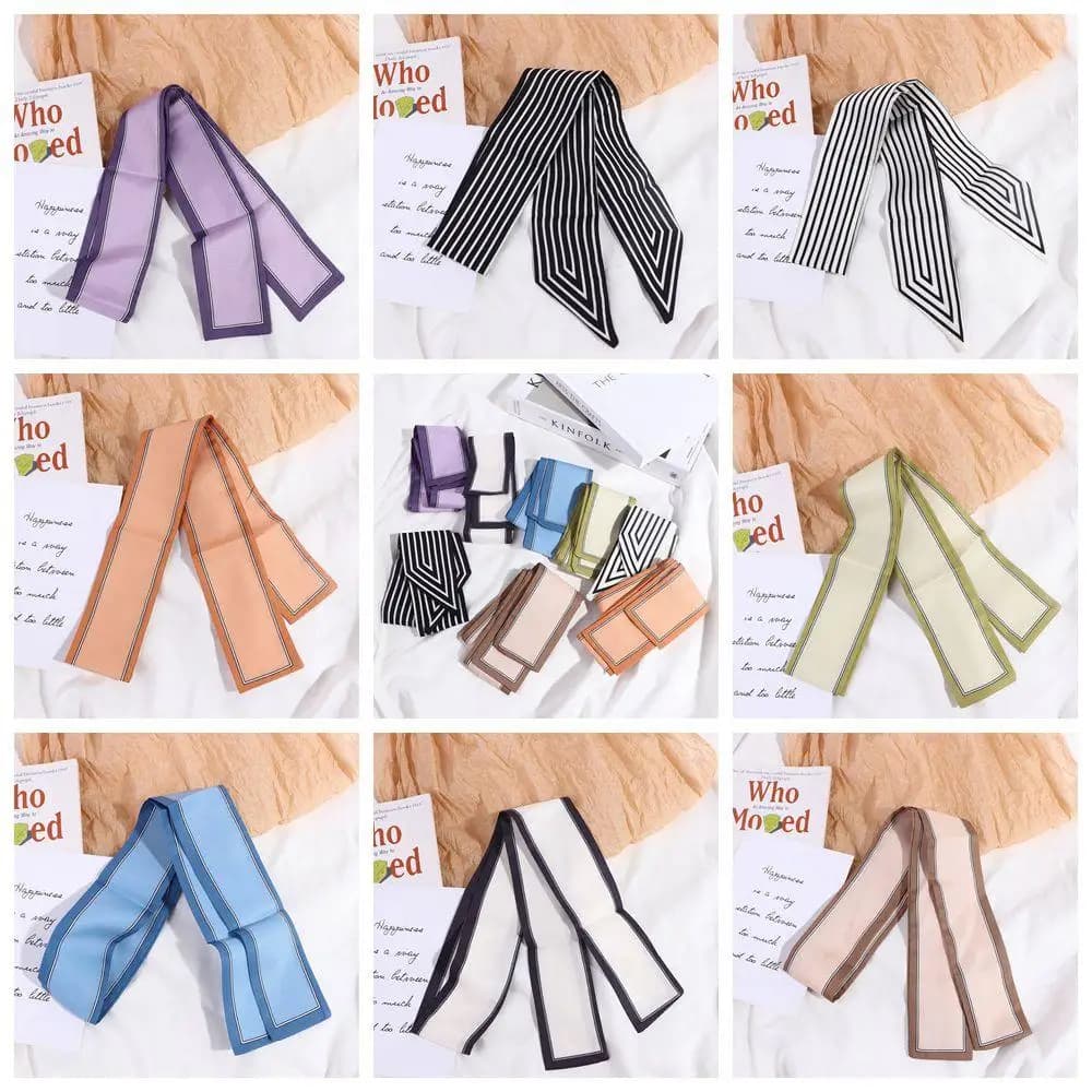Headband Wraps Female Shawl Neckerchief Stripe French Korean Style Scarves Printed Scarf Silk Scarf For Woman Daily Cloth Charm