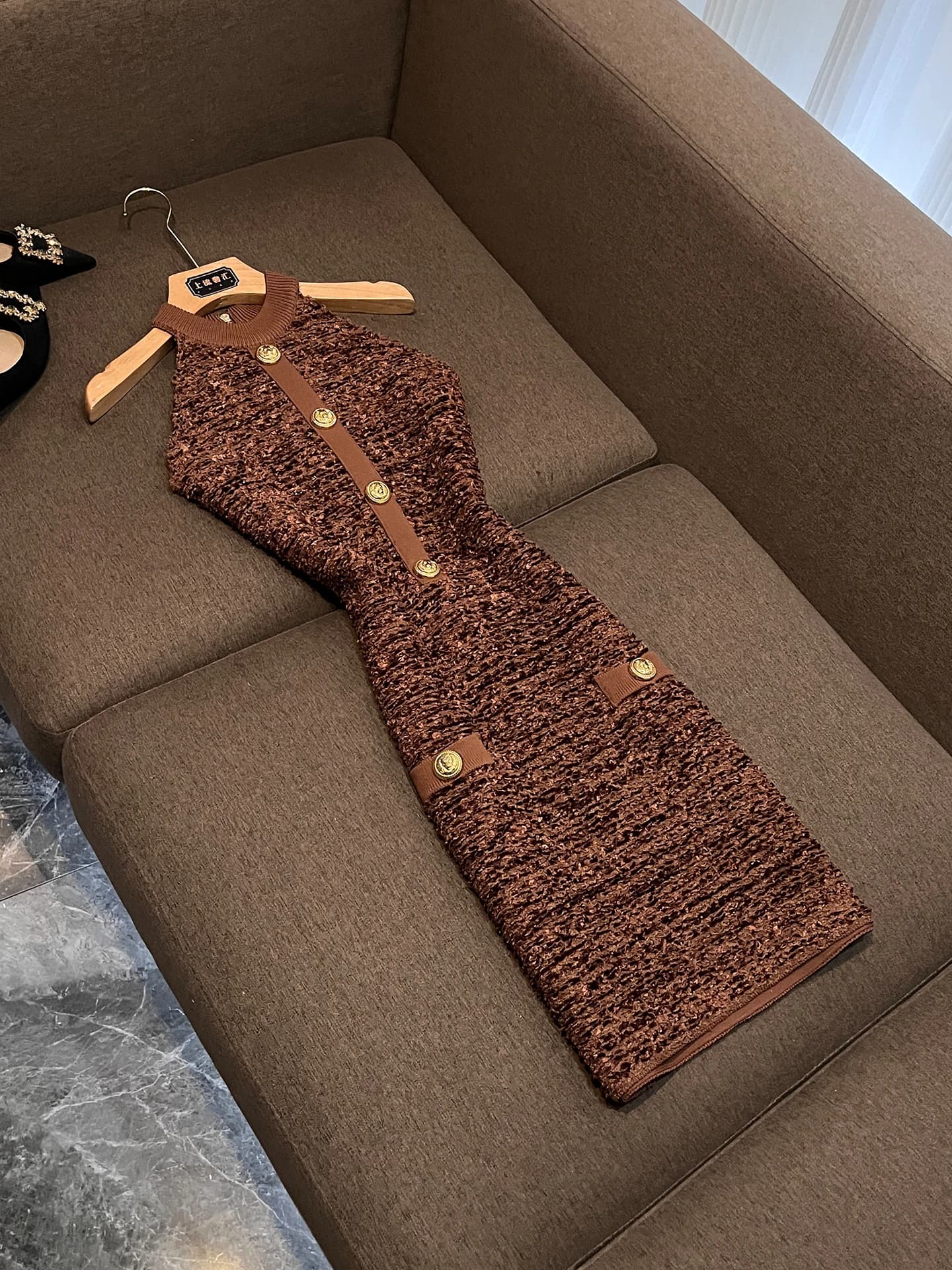 Primavera 2026 Svel Gonna Bodycon da Donna Slim Fit con Decorazione Blu Metallizzato, in Fibra di Poliestere