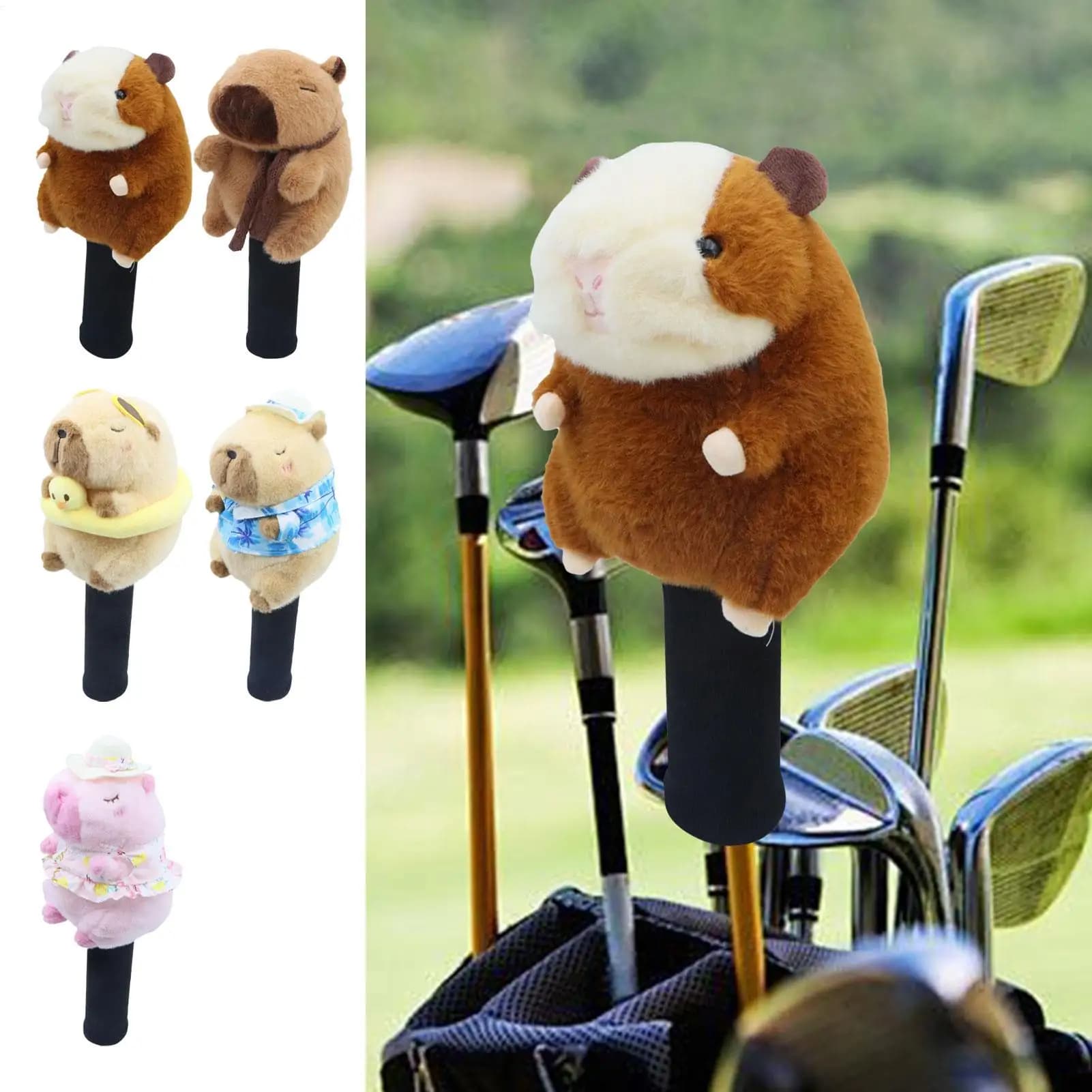 Copritesta per mazza da golf Set di coperture in ferro e legno per conducente di design animale in peluche per uomo e donna, protezione per tee box, corso di gioco, regalo sportivo