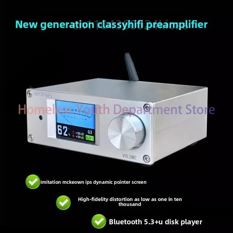 Preamplificatore F9 con Bluetooth 5.3, Lettore USB, Decodifica Indipendente, Schermo a Colori Reali