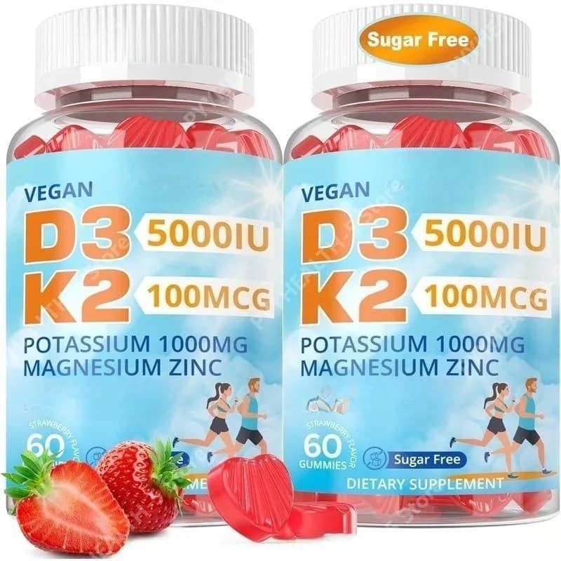 Vitamina D3 5000 UI + K2 MK-7 Integratori Vitaminici in Gommose 60 Pezzi Integratore Alimentare in Gommose