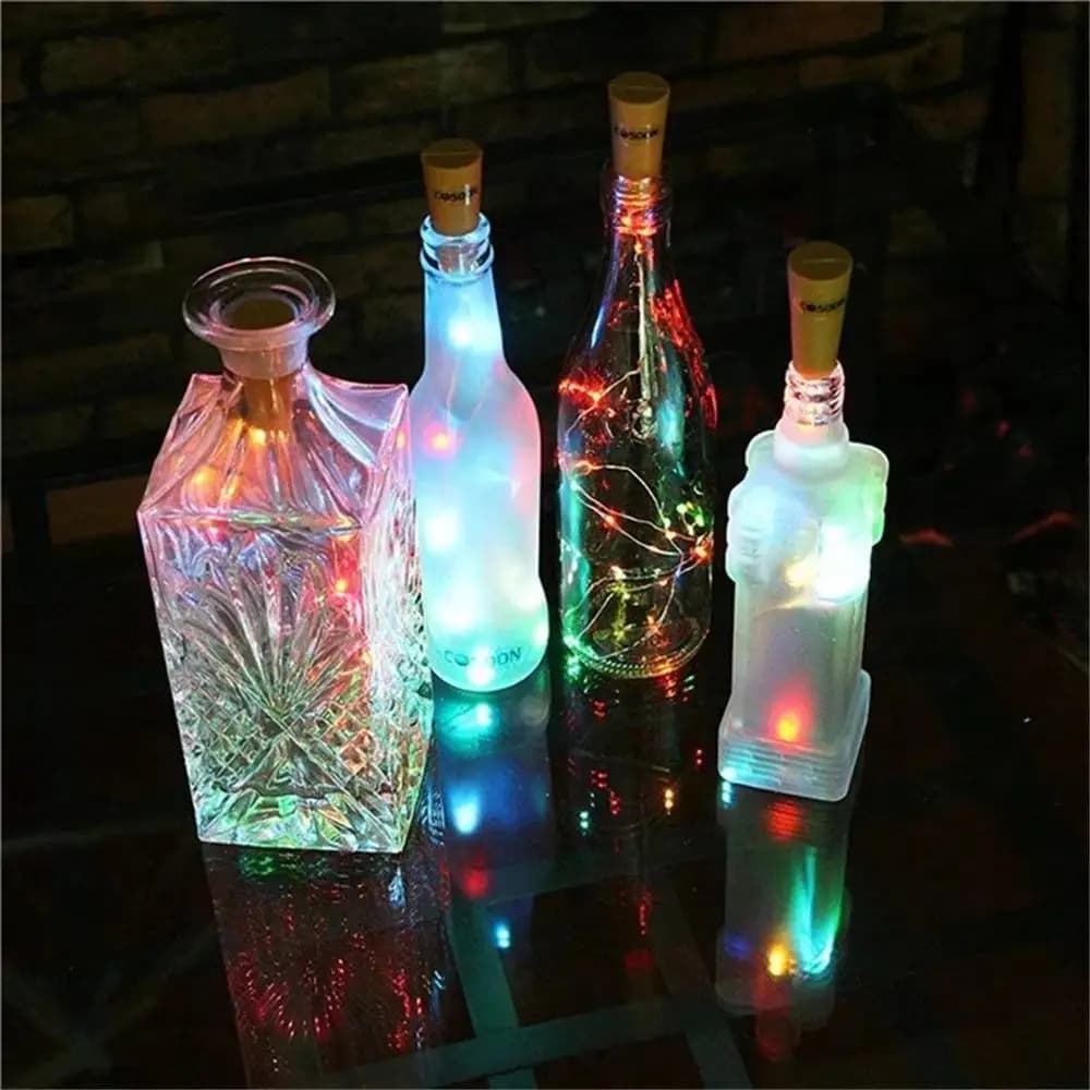 Luci solari a stringa in sughero da 2M, luci decorative per tappi di bottiglia, luci fatate solari romantiche con filo di rame, facili da riporre