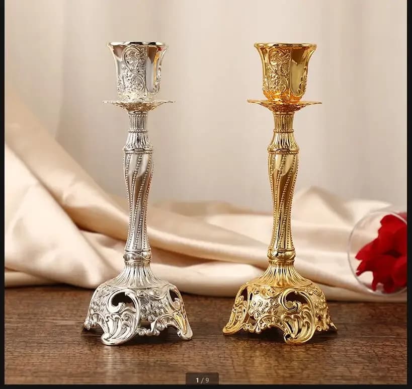 Metal Candle Holder Home Decoration Handicraft Candlestick Holder Candlelight Dinner Props Shooting Props Candle Accessories
