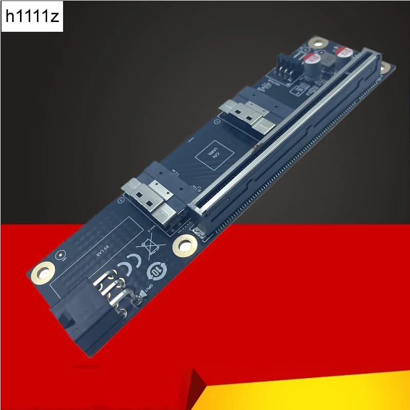 NUOVA scheda adattatore slot SlimSAS 8i x2 a PCIe5.0 x16 a 2 porte Scheda riser SFF8654 GEN5 per scheda video grafica di rete GPU Alimentazione 6 pin