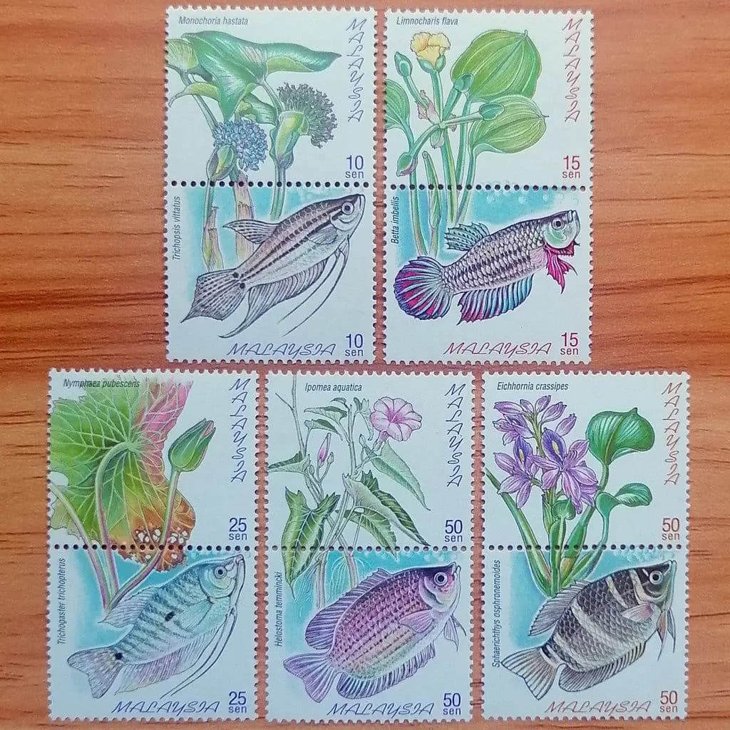 Malaysia Post Stamps Postage Y1999 Aquatic Plants And Fish Full Set 10 New Collectible Postage Stamps Material For Scrapbooking