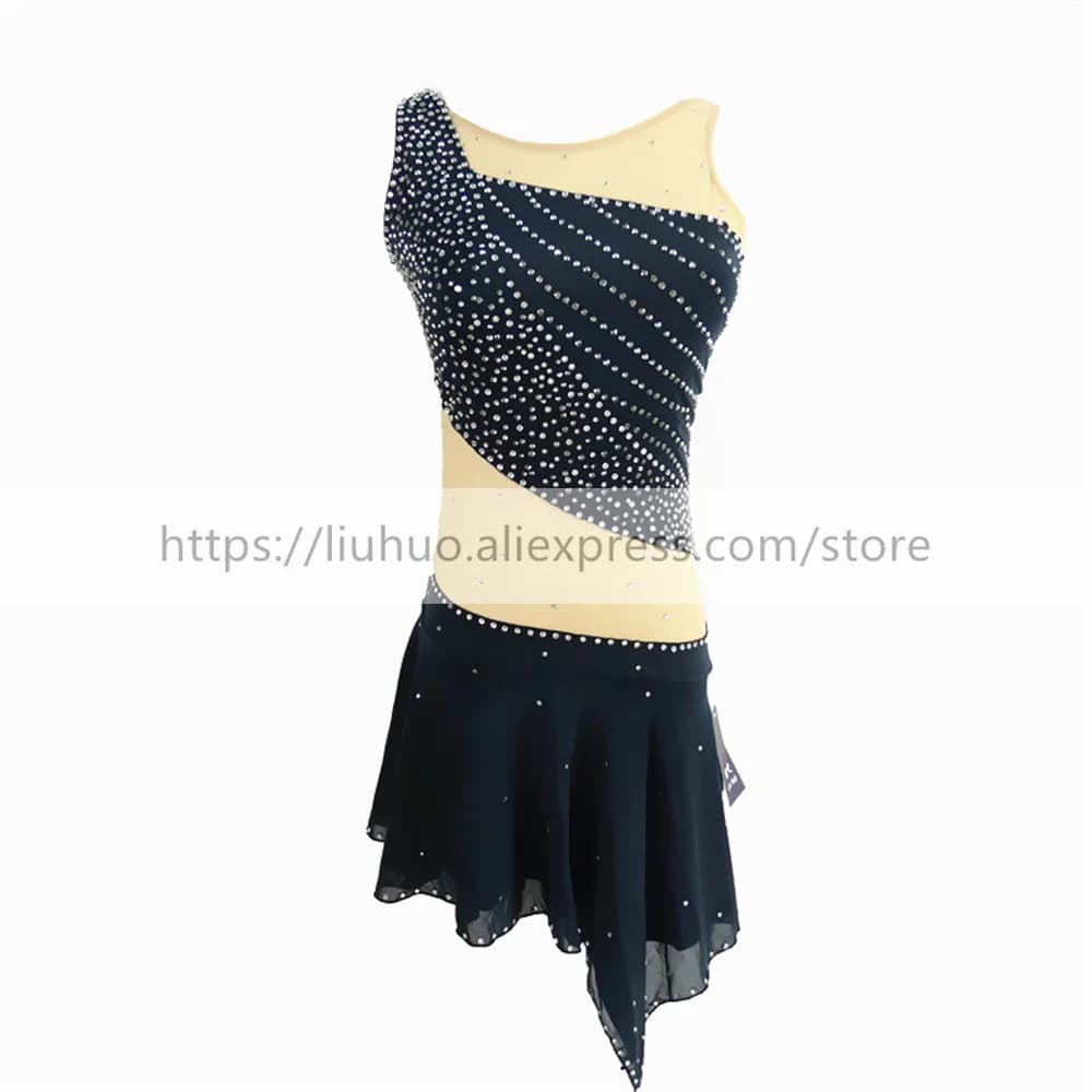 LIUHUO Pattinaggio di Figura sul Ghiaccio Vestito da Competizione per Ragazze da Donna Costume da Spettacolo Body Ginnastica Ritmica Rullo Senza Maniche per Adolescenti