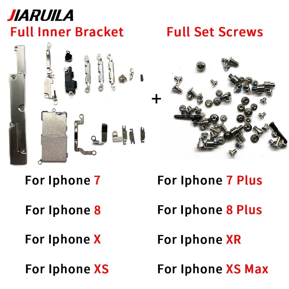 Set Completo di Viti Metalliche, Staffe Interne, Parti di Ricambio, Piastra di Protezione per iPhone X XR XS Max 7 8 Plus 15 Pro Max