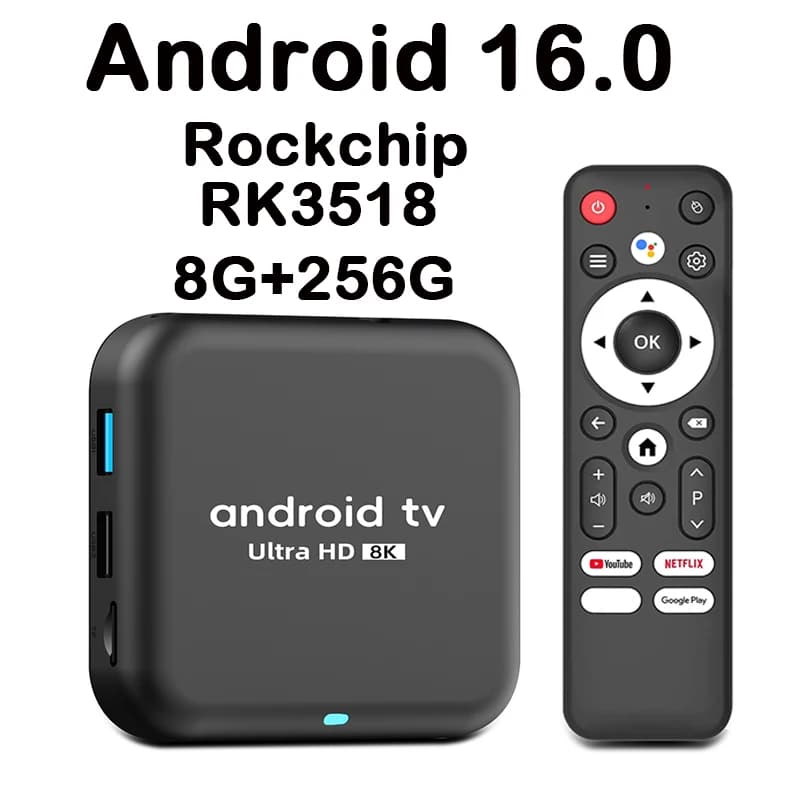 Box TV Android Q18 4K Ultra HD Android 16.0, Lettore Multimediale WiFi con Supporto per YouTube e Netflix, Set-Top Box per Streaming Domestico