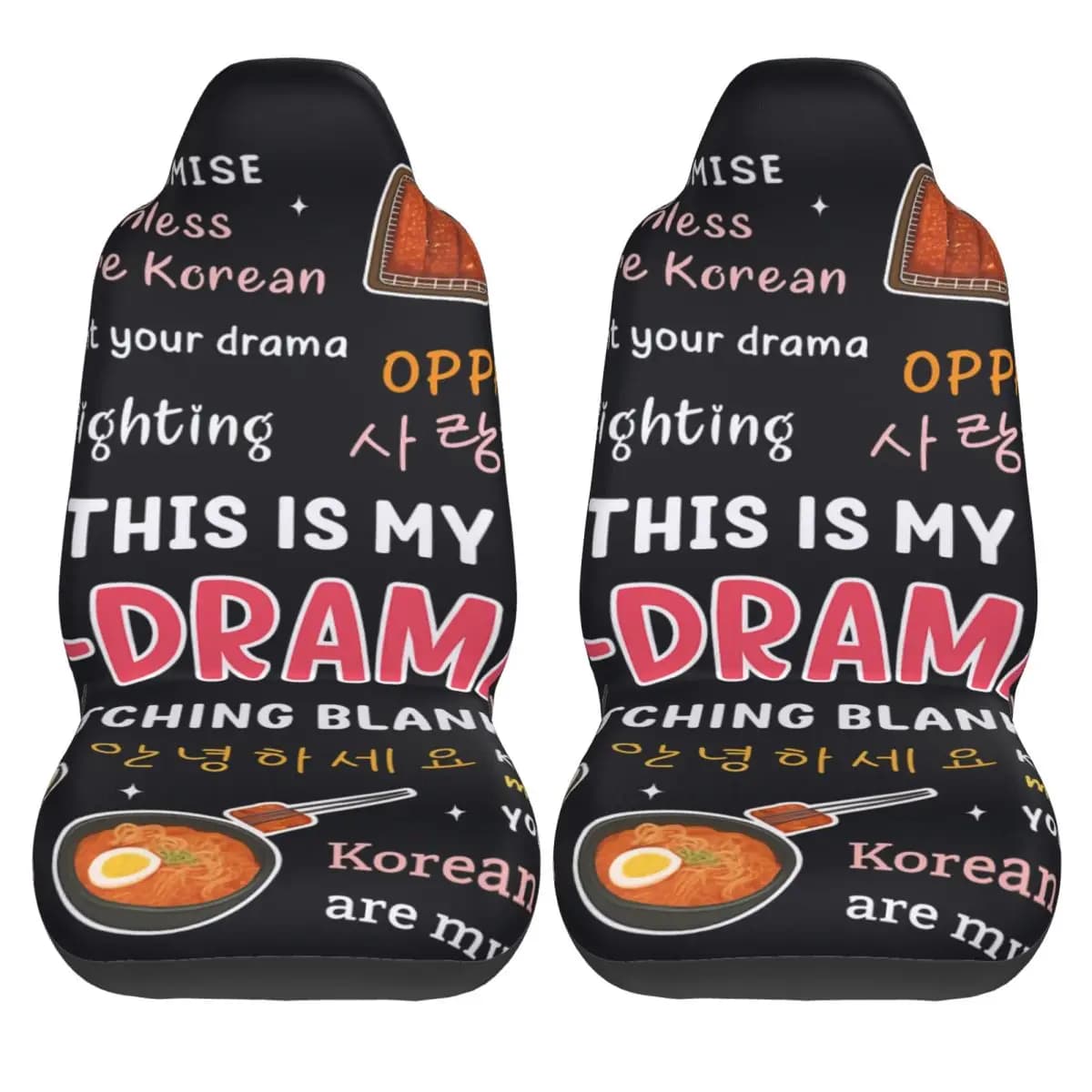 K-Drama K Pop Car Seat Covers for Winter Polyester Car Seat Covers for Fun Two Pieces