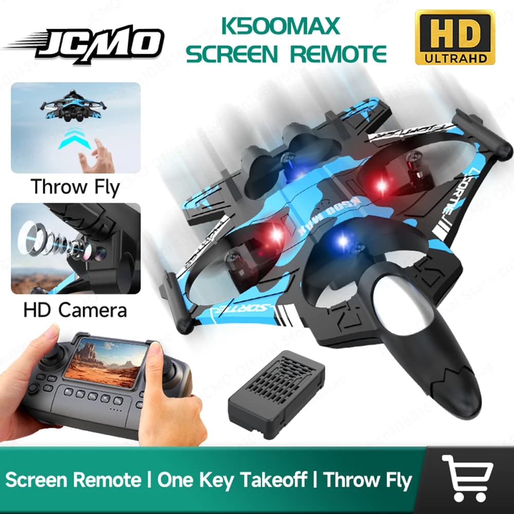 K500MAX RC Drone Fighter HD Fotocamera professionale 360 ° rotolo di telecomando per aereo WIFI Fpv con schermo Quadcopter giocattolo per fotografia aerea