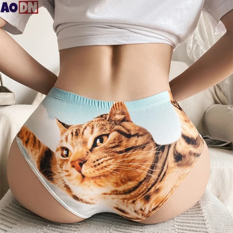 Cute cat orange girl sexy panties enveloping buttocks women's panties elastic waist briefs women's lingerie seamless