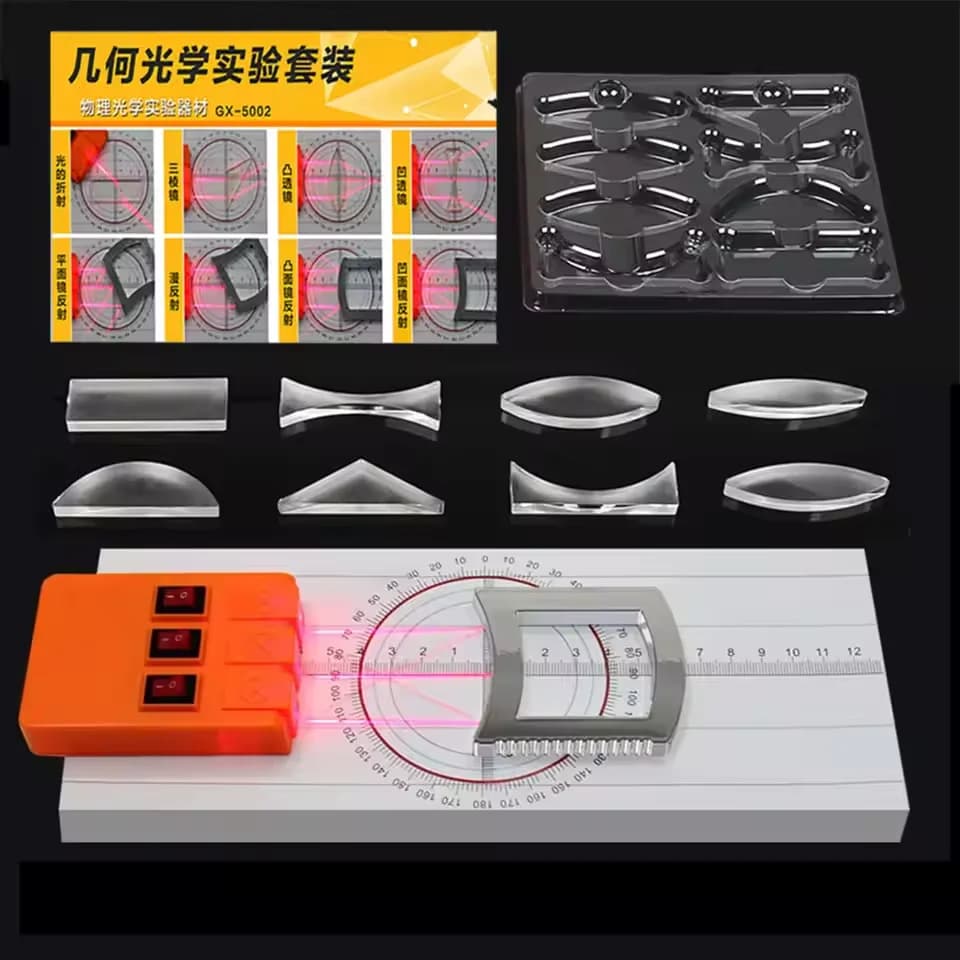 Set di esperimenti per ottica geometrica Kit di lenti ottiche Lente concava convessa Rifratta della luce Riflette la fisica Insegnamento dei bambini Regalo scientifico