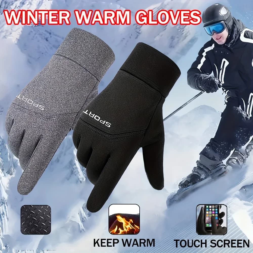 Guanti Isolanti Foderati in Pile per Sport all'Aperto, Antivento e Touchscreen, per Corsa, Ciclismo, Pesca, Sci, Guanti per Clima Freddo Unisex