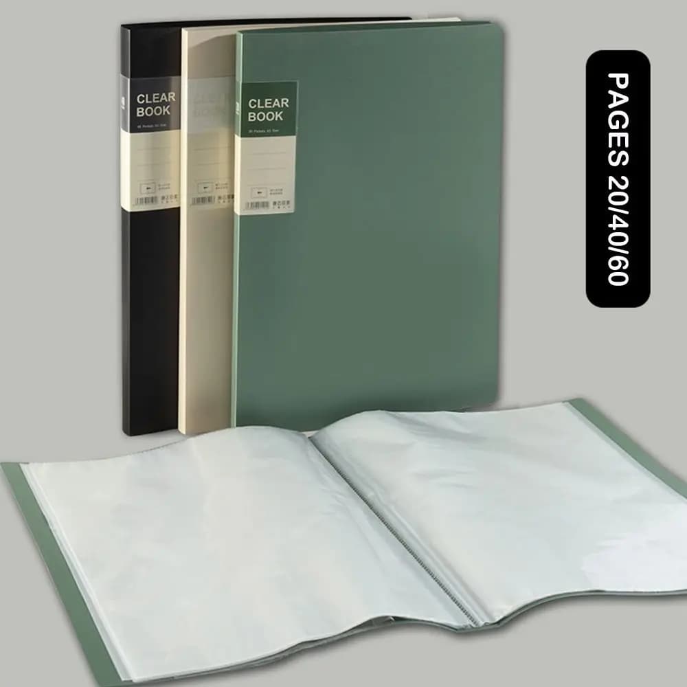 High Quality A3 Clear Book 20/40/60 Pages Transparent Inner Page Folder Multicolor Big Size Storage File Folder Exam Paper