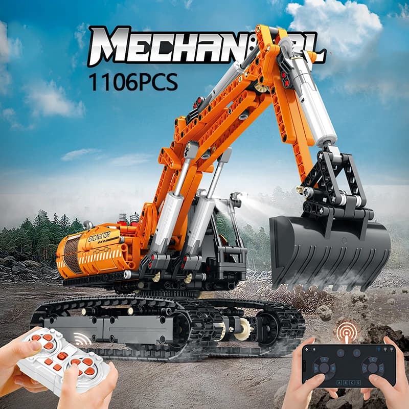 1106PCS Escavatore telecomandato MOC Modello Building Blocks Crawler Ingegneria Veicolo RC Auto Assemblare Mattoni Giocattoli Regalo Dei Bambini