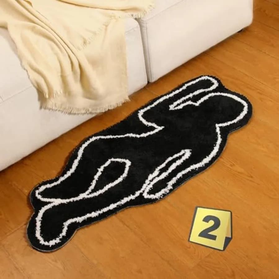 Tappetino da Bagno Super Assorbente a Forma di Umanoide Nero, Divertente e Carino per Halloween, Lavabile in Lavatrice, Antiscivolo, Extra Large e Morbido