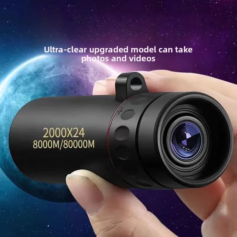 Binocolo Professionale 2000x24 Monotubo Nero HD ad Alta Magnificazione, Mini Portatile per Esterni, Doppio Uso