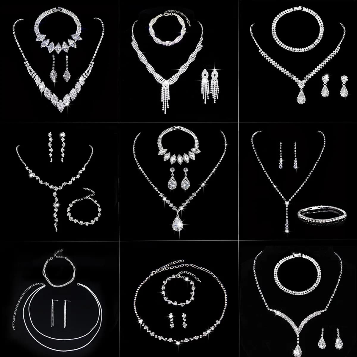 Set di Tre Pezzi per Donna: Collana, Orecchini, Bracciale, Accessori da Sposa, Catena a Griffe alla Moda, Accessori per Banchetti