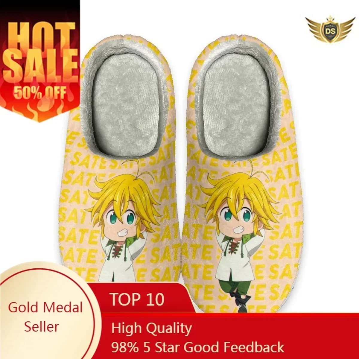 Autumn Winter New Women's Cotton Slippers Anime The Seven Deadly Sins Home Slippers Indoor Comfortable Footwear Zapatos Mujer