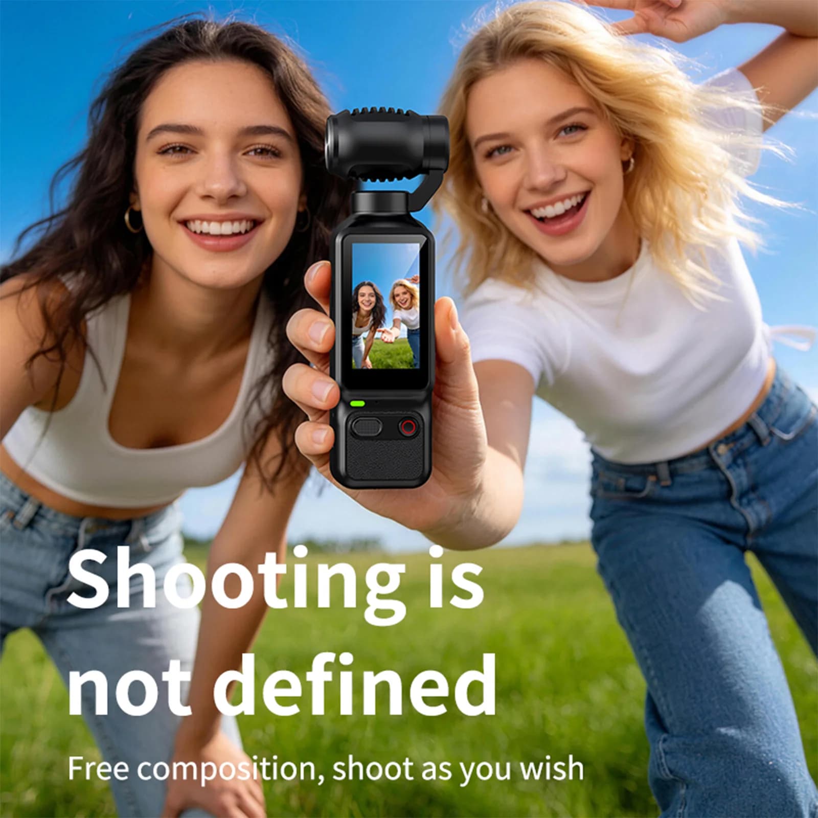 4K HD Vlogging Camera 180 Degree Rotation Lens Pocket Action Camera with 1.97-inch Screen for Sport Outdoor Riding Travel