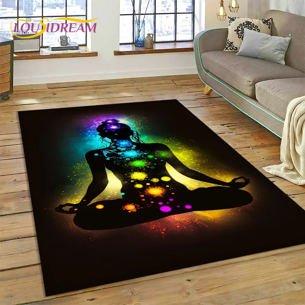 Yoga Meditation Rainbow 7 Chakra Rug Carpet for Living Room Bedroom Decor,floor Mat Non-slip Decoration for Sofa Doormat Gift
